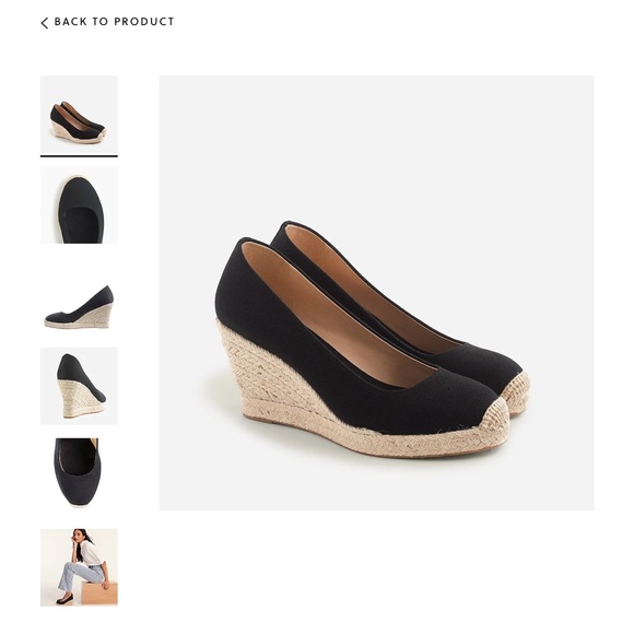 J CREW Black Espadrille Wedge Shoes size 5 - Picture 5 of 6